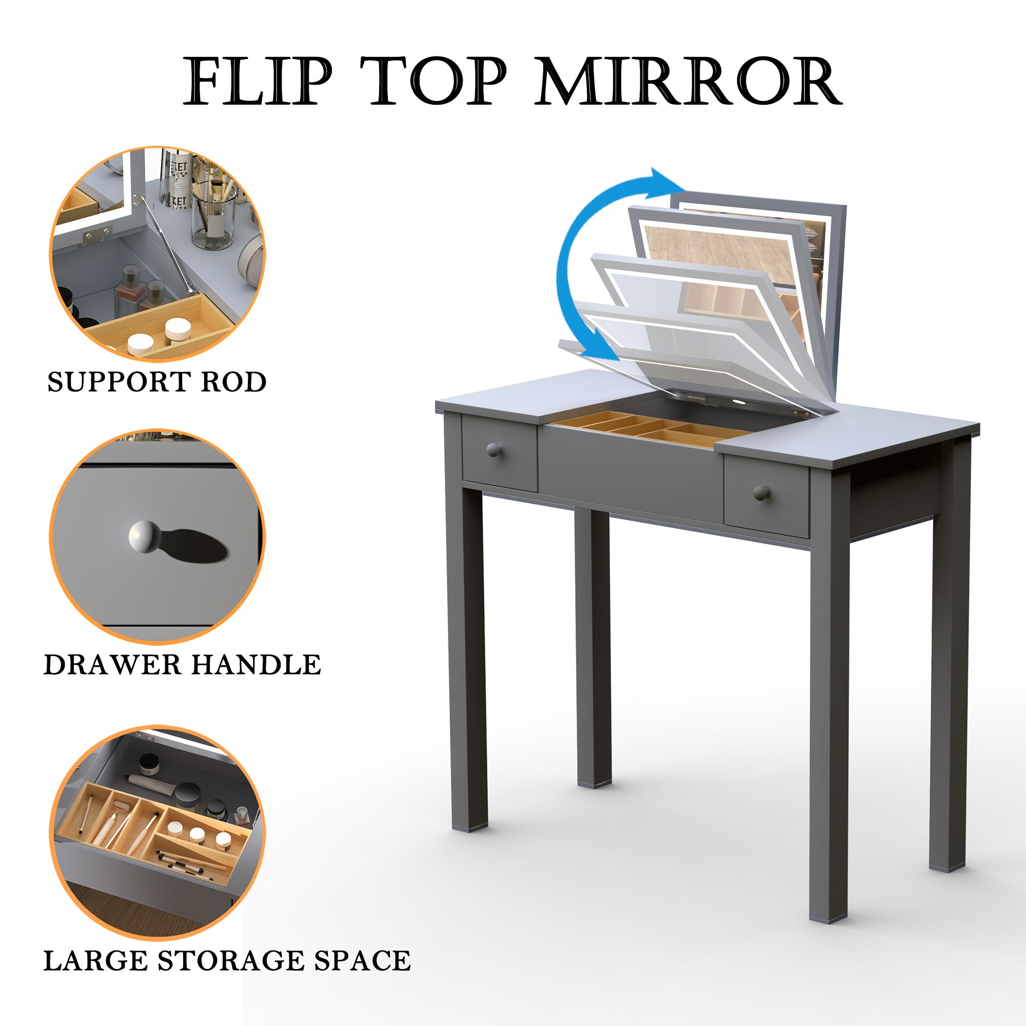 Flip Top LED Mirror Dressing Table