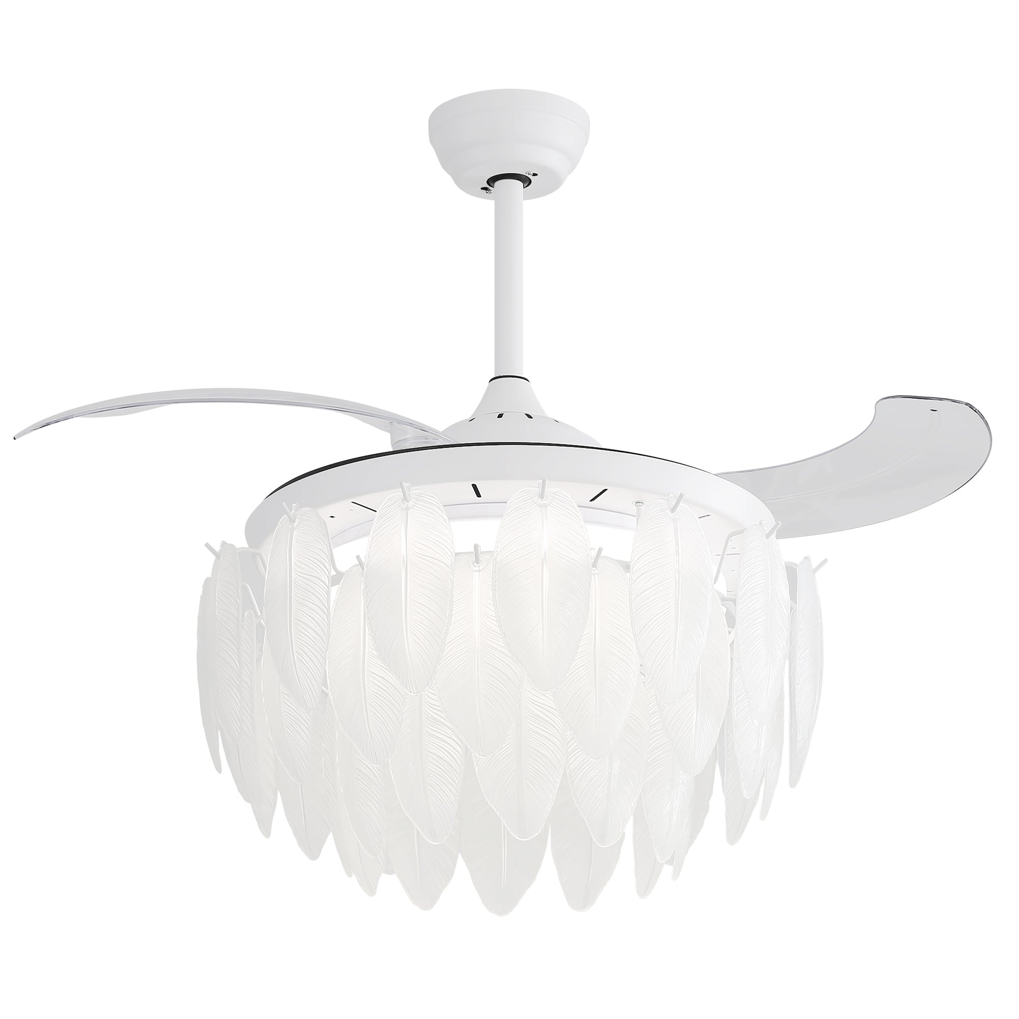 Feather Crystal Ceiling Fan With Light