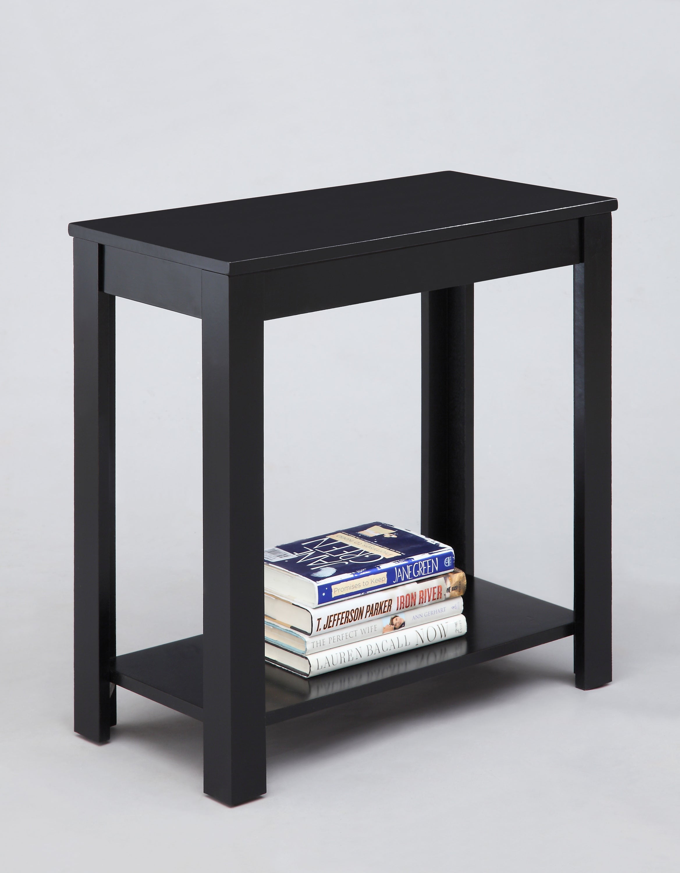 Wooden Chairside Table with Open Bottom Shelf
