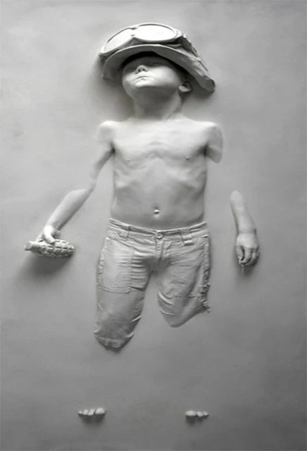 Metal figure statue art print