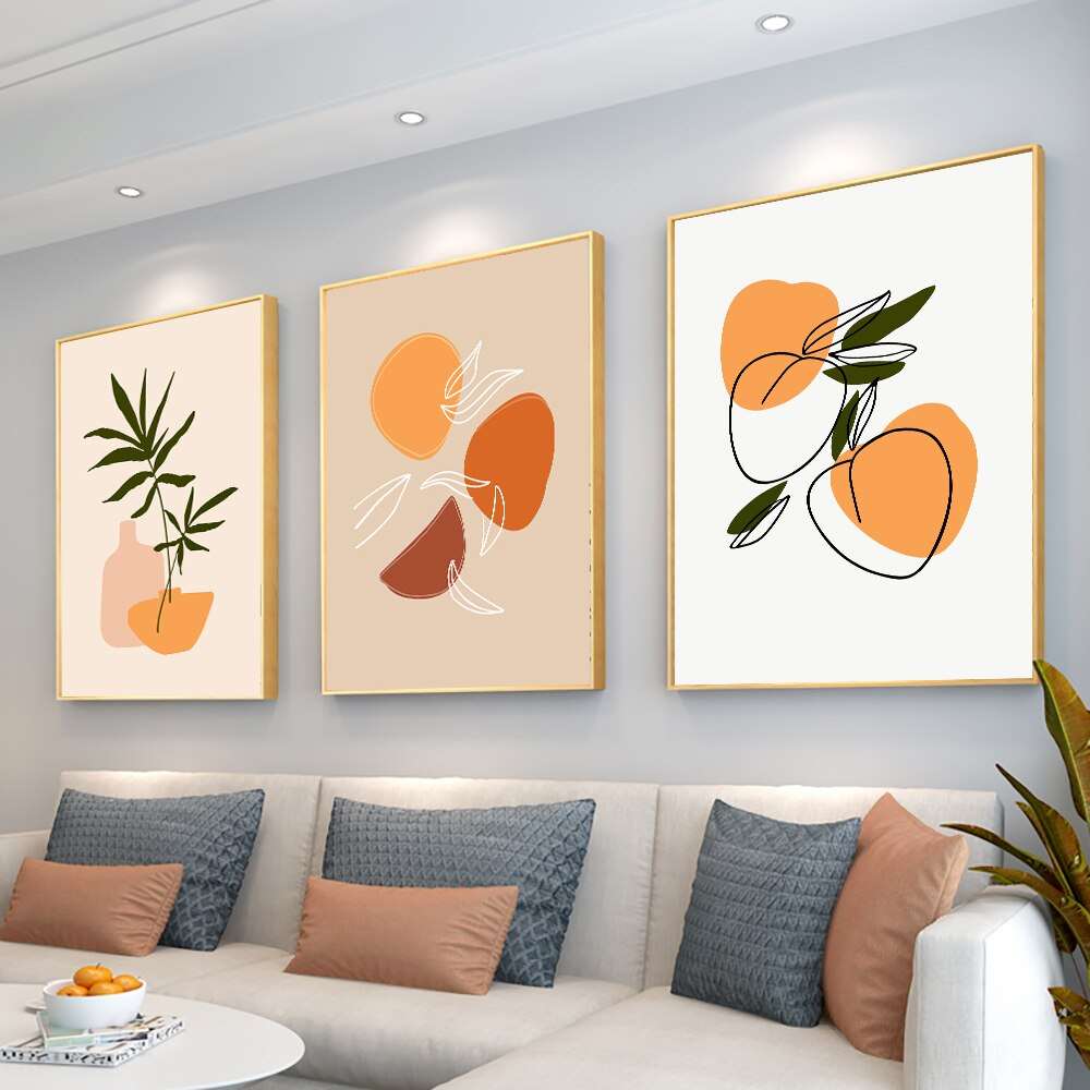 Abstract peach painting canvas
