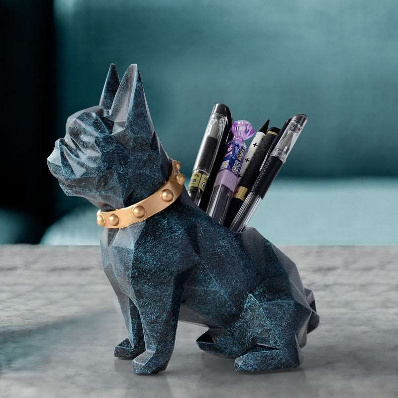 Dog figurine pen holder