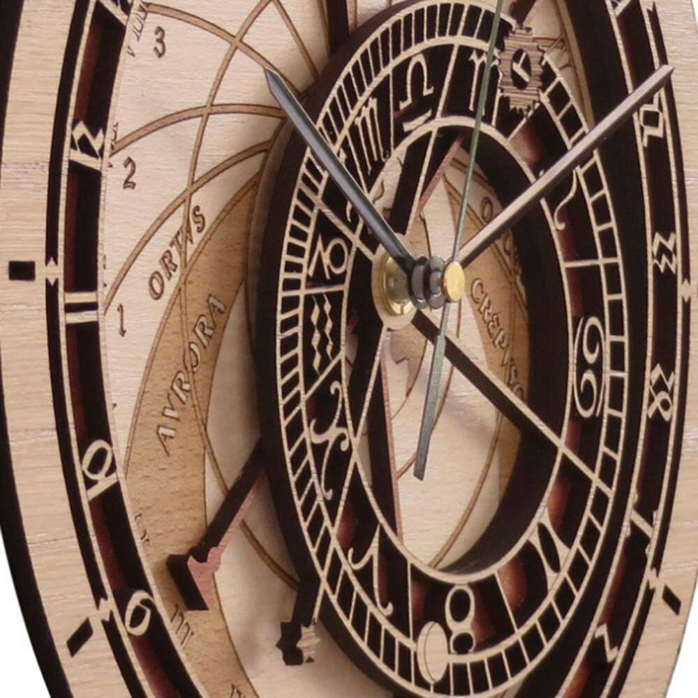 Astronomical wooden wall clock