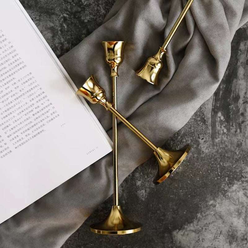 Blac/Golden metal living room candle holders