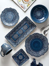 Blue ceramic vintage tableware set