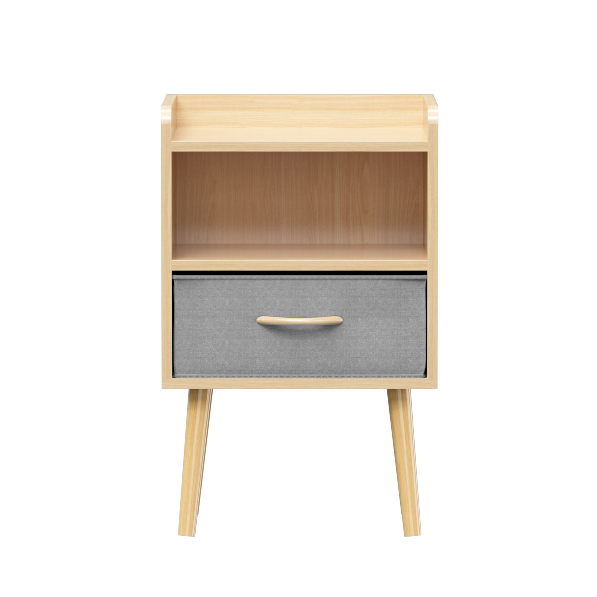 Wood Nightstand With Collapsible Fabric Drawer