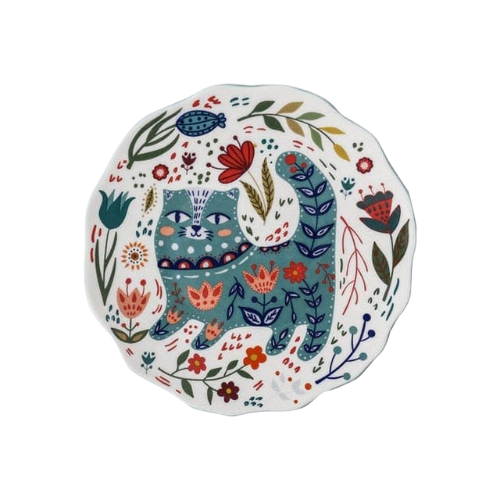 Colorful flower ceramic plate
