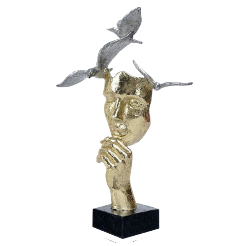 Mythical bird head sculpture
