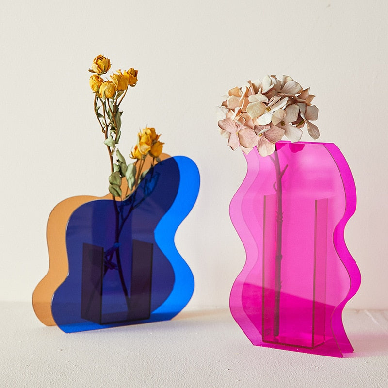 Geometric rainbow colorful vase