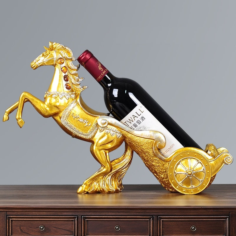 Swan/horse/deer porcelain wine holder frame figurines