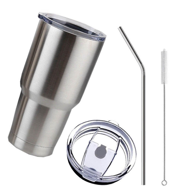 Tumbler Cup with Lid Straw