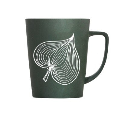 Large ceramic leaf design coffee mug
