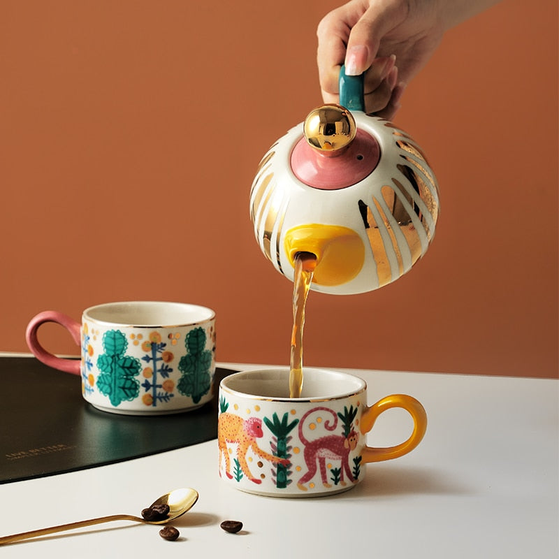 Hand Painted Retro ceramic tea Set