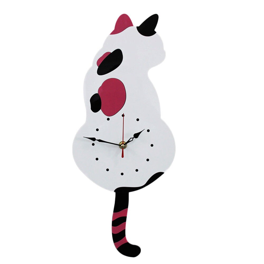 Wagging tail cat wall clock