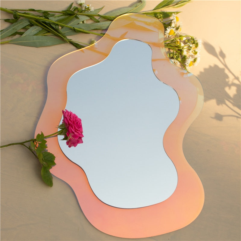 Acrylic large flower-shaped colorful mirror