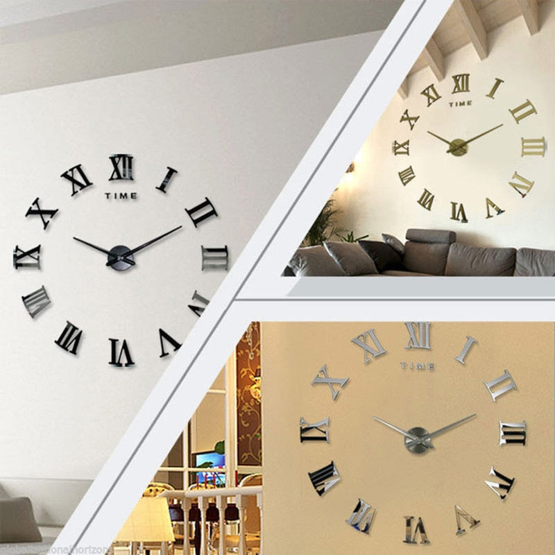 DIY mirror wall stickers clock
