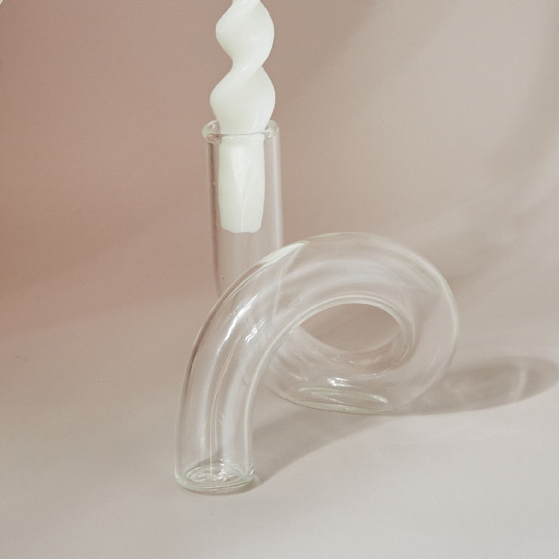 Clear flower glass candle holders vase