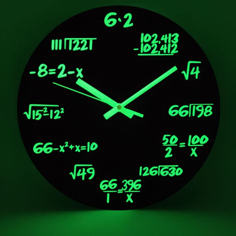 Luminous mathematical wall clock