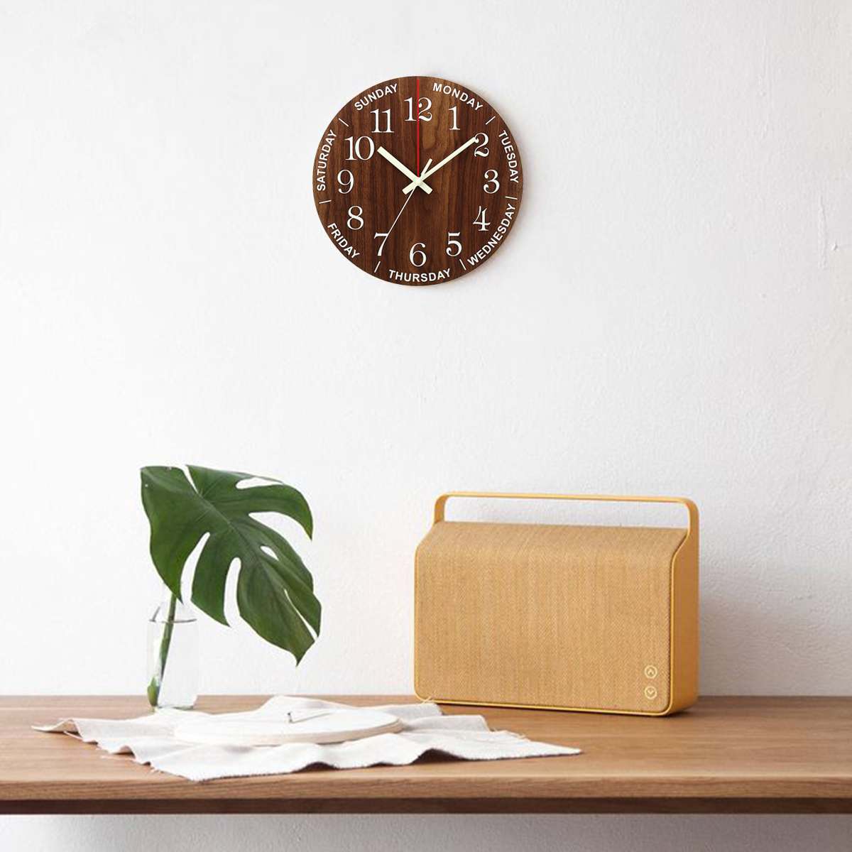 Luminous wood wall clock