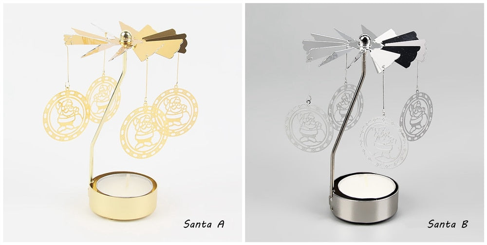 Rotating metal candle holder