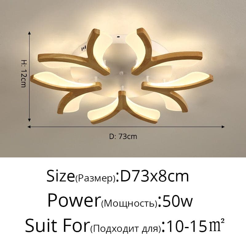 Sweet crib Chandeliers 5 heads / Warm white No remote Wooden LED Chandelier