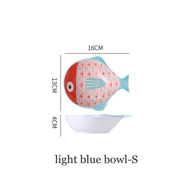 sweety-crib Kitchen Brown Fish Design Ceramic Plates