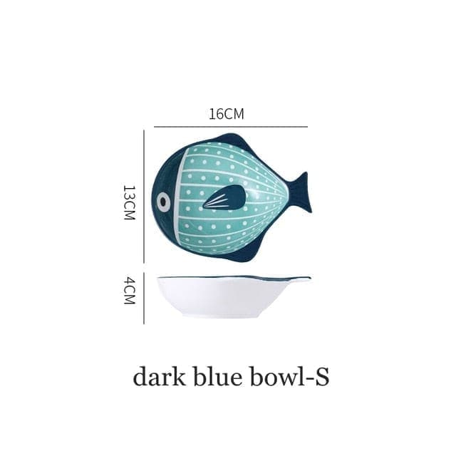 sweety-crib Kitchen Grey Fish Design Ceramic Plates