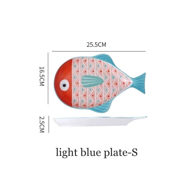 sweety-crib Kitchen Red Fish Design Ceramic Plates