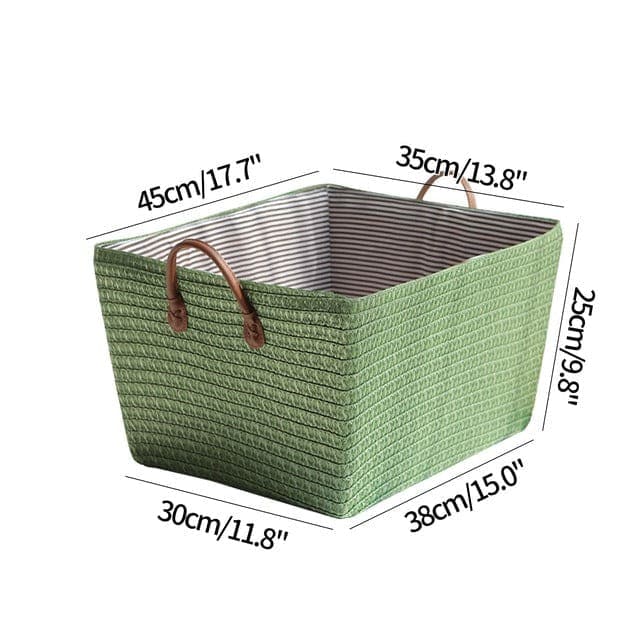 sweety-crib Laundry Baskets Green Rectangular Woven Basket